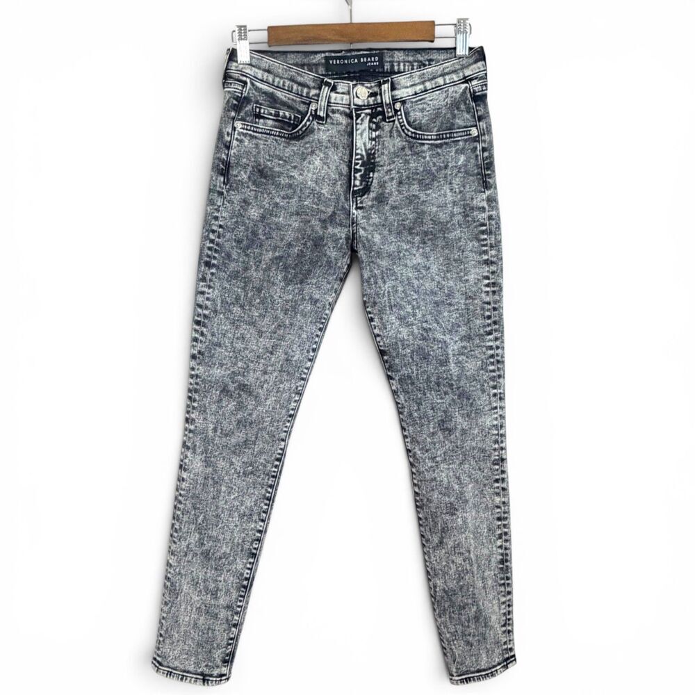 veronica beard brooke‎ skinny designer jeans mid rise black acid wash size 28/6